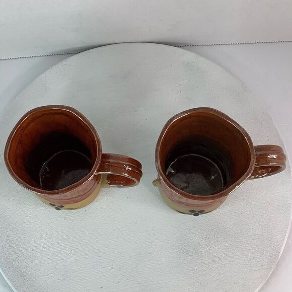 Takahashi Le Chef Pottery Chefs Hat Mug Hand Painted Stoneware Set of Two Brown - Picture 6 of 11